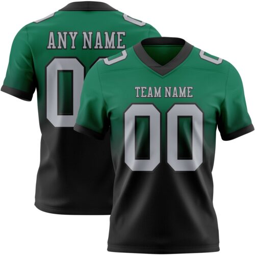 FadeFashion1390 Custom Kelly Green Gray-Black Authentic Fade Fashion Football Jersey
