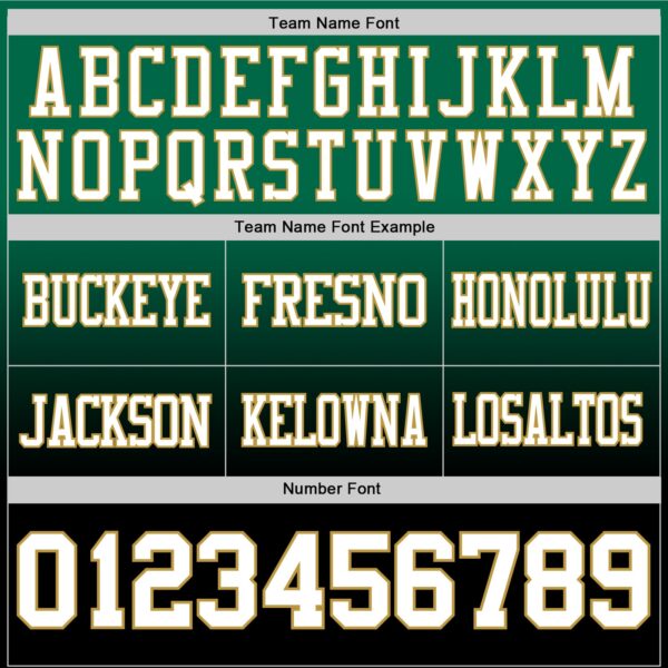 Custom Kelly Green White Black-Old Gold Authentic Fade Fashion Football Jersey