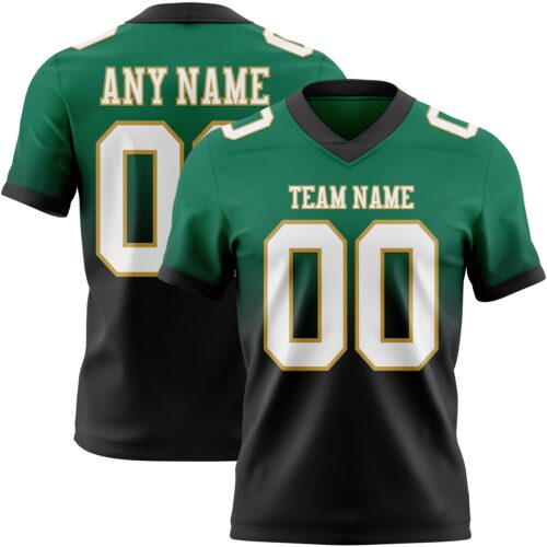 FadeFashion1391 Custom Kelly Green White Black-Old Gold Authentic Fade Fashion Football Jersey