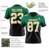 Custom Kelly Green White Black-Gold Authentic Fade Fashion Football Jersey