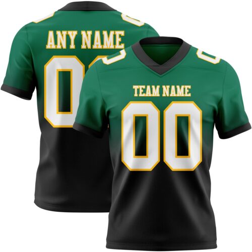 FadeFashion1392 Custom Kelly Green White Black-Gold Authentic Fade Fashion Football Jersey