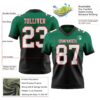 Custom Kelly Green White Black-Red Authentic Fade Fashion Football Jersey