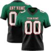 Custom Kelly Green White Black-Red Authentic Fade Fashion Football Jersey
