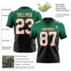 Custom Kelly Green White Black-Orange Authentic Fade Fashion Football Jersey