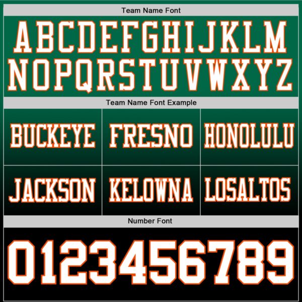 Custom Kelly Green White Black-Orange Authentic Fade Fashion Football Jersey