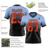 Custom Light Blue Orange-Black Authentic Fade Fashion Football Jersey