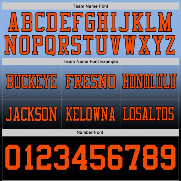 Custom Light Blue Orange-Black Authentic Fade Fashion Football Jersey