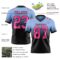 Custom Light Blue Pink-Black Authentic Fade Fashion Football Jersey