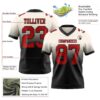Custom Cream Red-Black Authentic Fade Fashion Football Jersey