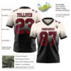 Custom Cream Maroon-Black Authentic Fade Fashion Football Jersey