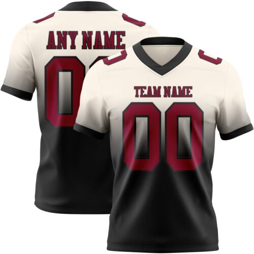 FadeFashion1403 Custom Cream Maroon-Black Authentic Fade Fashion Football Jersey