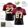 Custom Maroon White Black-Gold Authentic Fade Fashion Football Jersey