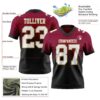 Custom Maroon White Black-Old Gold Authentic Fade Fashion Football Jersey