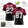 Custom Maroon White Black-Gray Authentic Fade Fashion Football Jersey