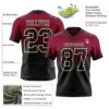 Custom Maroon Black-Cream Authentic Fade Fashion Football Jersey