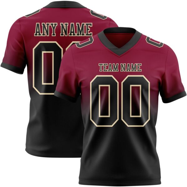 Custom Maroon Black-Cream Authentic Fade Fashion Football Jersey