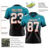 Custom Teal White Black-Orange Authentic Fade Fashion Football Jersey