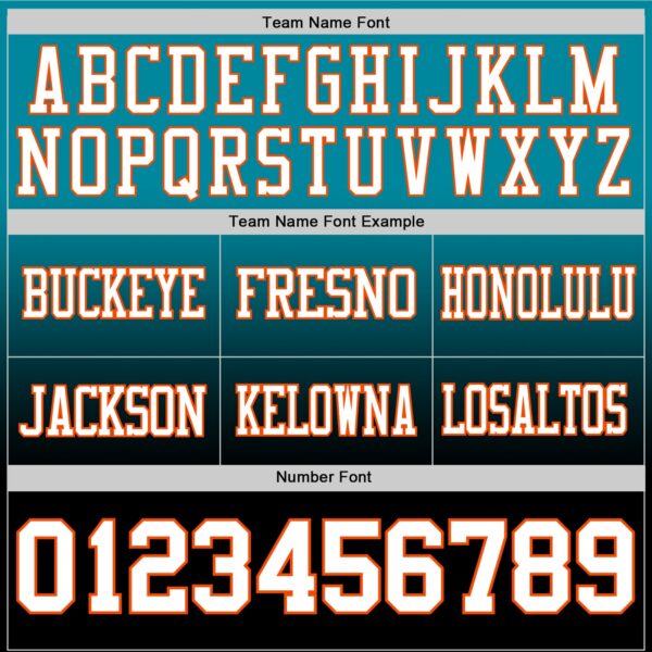 Custom Teal White Black-Orange Authentic Fade Fashion Football Jersey