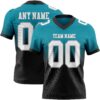 Custom Teal White Black-Gray Authentic Fade Fashion Football Jersey