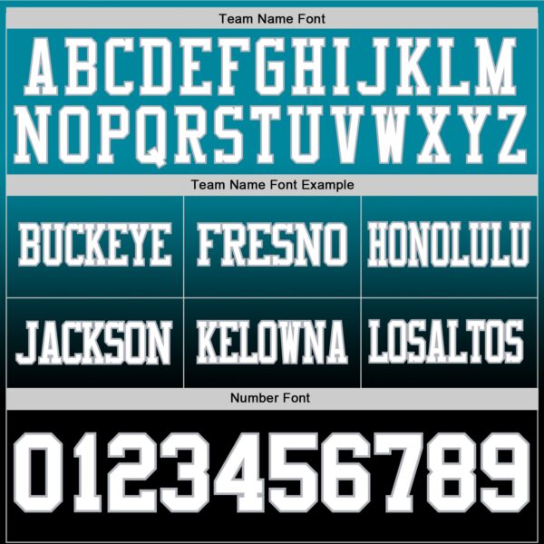 Custom Teal White Black-Gray Authentic Fade Fashion Football Jersey