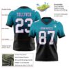 Custom Teal White Black-Purple Authentic Fade Fashion Football Jersey