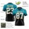 FadeFashion1414-1 Custom Teal White Black-Old Gold Authentic Fade Fashion Football Jersey