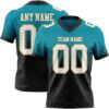 Custom Teal White Black-Old Gold Authentic Fade Fashion Football Jersey