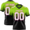 Custom Neon Green White Black-Pink Authentic Fade Fashion Football Jersey
