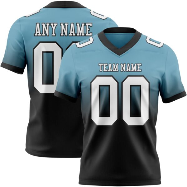 Custom Shadow Blue White-Black Authentic Fade Fashion Football Jersey