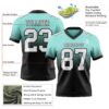 Custom Ice Blue White-Black Authentic Fade Fashion Football Jersey
