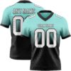 Custom Ice Blue White-Black Authentic Fade Fashion Football Jersey