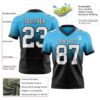 Custom Sky Blue White-Black Authentic Fade Fashion Football Jersey