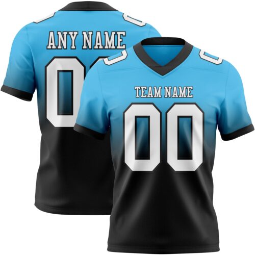 FadeFashion1420 Custom Sky Blue White-Black Authentic Fade Fashion Football Jersey
