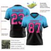 Custom Sky Blue Pink-Black Authentic Fade Fashion Football Jersey