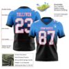Custom Powder Blue White Black-Pink Authentic Fade Fashion Football Jersey