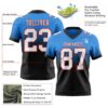 Custom Powder Blue White Black-Red Authentic Fade Fashion Football Jersey