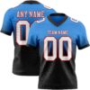 Custom Powder Blue White Black-Red Authentic Fade Fashion Football Jersey