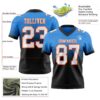 Custom Powder Blue White Black-Orange Authentic Fade Fashion Football Jersey