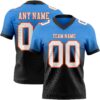 Custom Powder Blue White Black-Orange Authentic Fade Fashion Football Jersey