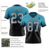 Custom Panther Blue Gray-Black Authentic Fade Fashion Football Jersey