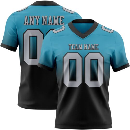 FadeFashion1430 Custom Panther Blue Gray-Black Authentic Fade Fashion Football Jersey