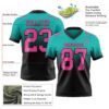Custom Aqua Pink-Black Authentic Fade Fashion Football Jersey