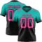 FadeFashion1432 Custom Aqua Pink-Black Authentic Fade Fashion Football Jersey