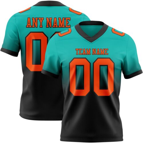 FadeFashion1433 Custom Aqua Orange-Black Authentic Fade Fashion Football Jersey