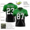 Custom Grass Green White-Black Authentic Fade Fashion Football Jersey