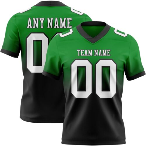 FadeFashion1435 Custom Grass Green White-Black Authentic Fade Fashion Football Jersey