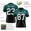 Custom Midnight Green White-Black Authentic Fade Fashion Football Jersey