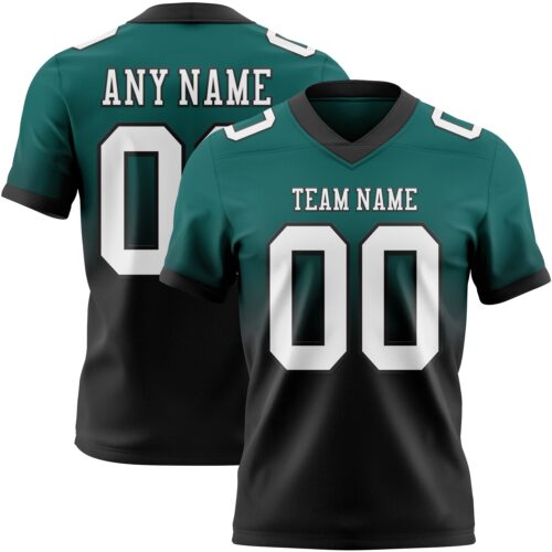 FadeFashion1436 Custom Midnight Green White-Black Authentic Fade Fashion Football Jersey
