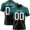 Custom Midnight Green White-Black Authentic Fade Fashion Football Jersey