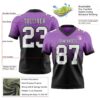 Custom Medium Purple White-Black Authentic Fade Fashion Football Jersey